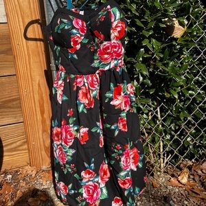 Black and red floral print dress